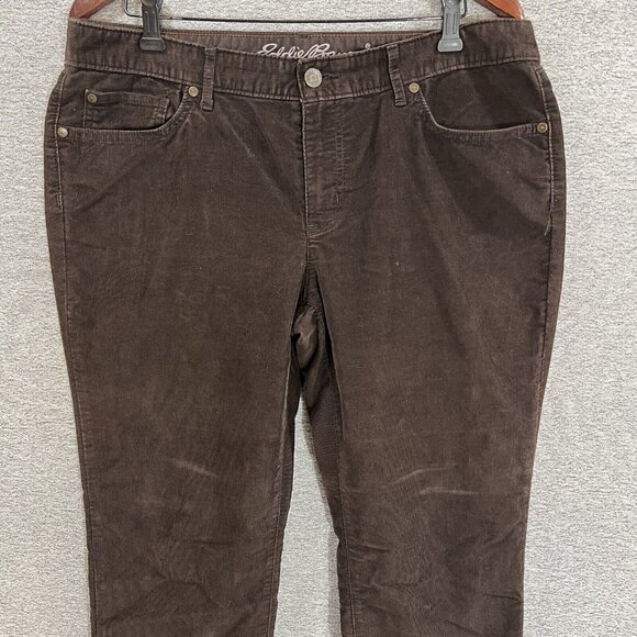 Eddie Bauer Womens Mini Corduroy Pants Size 12 Brown Slightly Curvy Straight - Picture 3 of 16